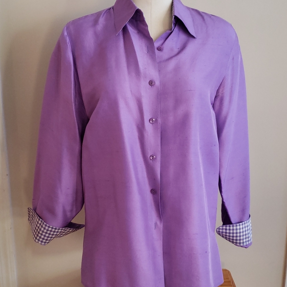 FOXCROFT Purple 100% silk 💜 blouse